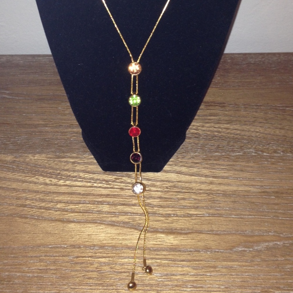 Gold Tone Y Necklace